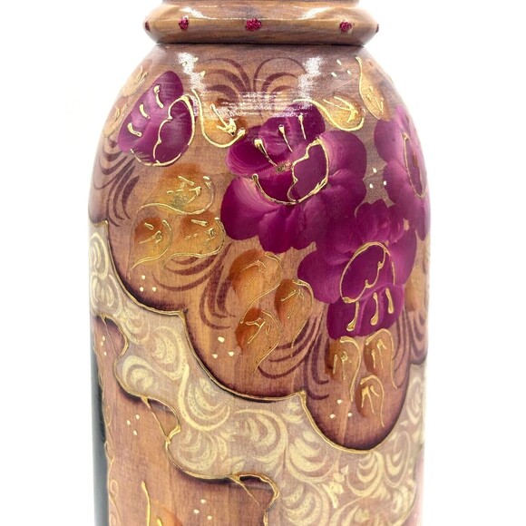 Vintage Matryoshka Russian Hand Painted Doll Vodka Wood Bottle Holder Artisan - Picture 16 of 16